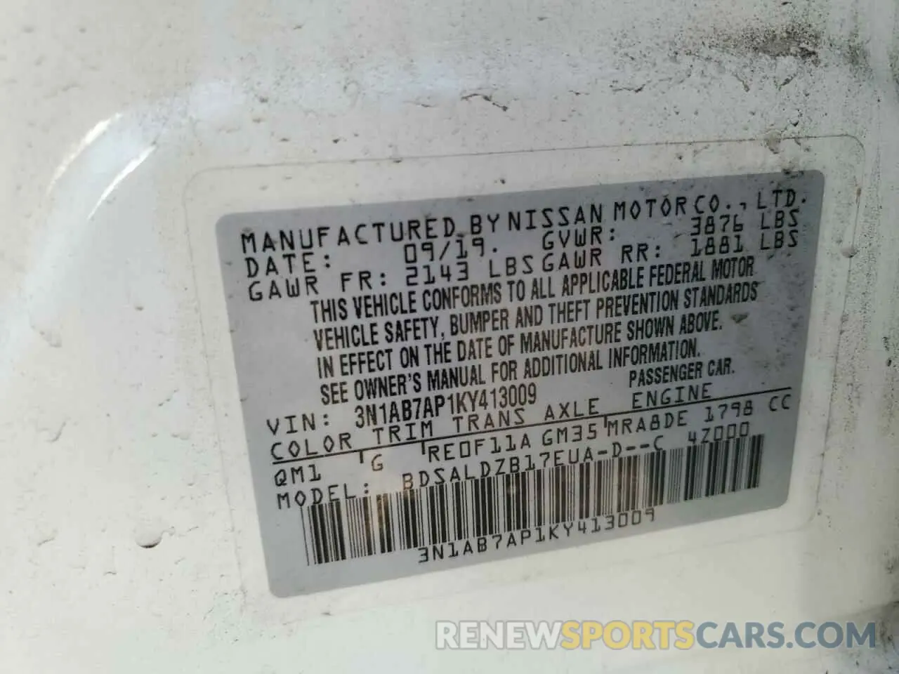 14 Photograph of a damaged car 3N1AB7AP1KY413009 NISSAN SENTRA 2019