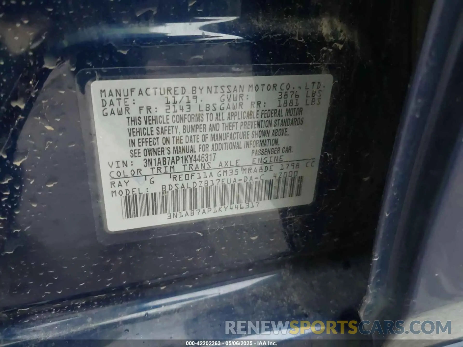 9 Photograph of a damaged car 3N1AB7AP1KY446317 NISSAN SENTRA 2019