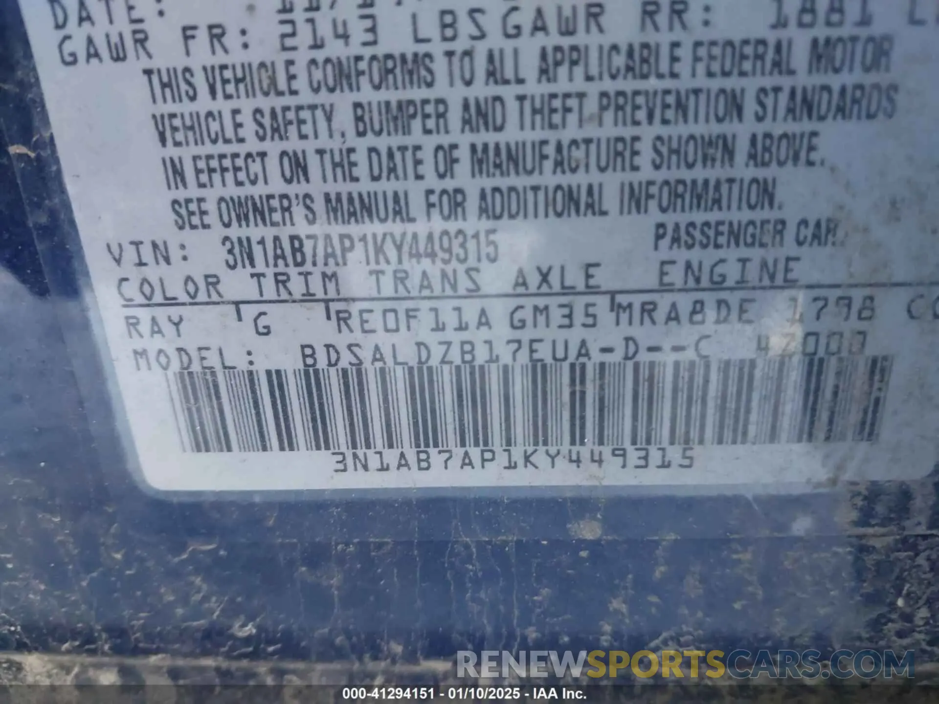 9 Photograph of a damaged car 3N1AB7AP1KY449315 NISSAN SENTRA 2019
