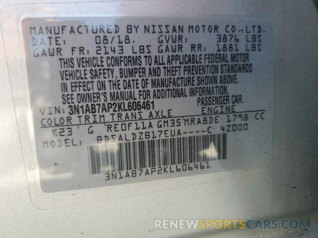 13 Photograph of a damaged car 3N1AB7AP2KL606461 NISSAN SENTRA 2019