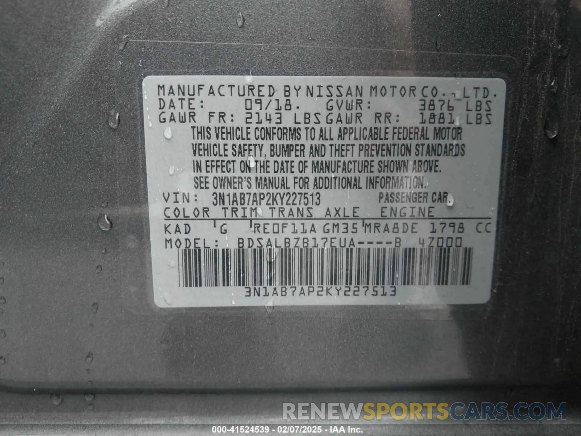 9 Photograph of a damaged car 3N1AB7AP2KY227513 NISSAN SENTRA 2019