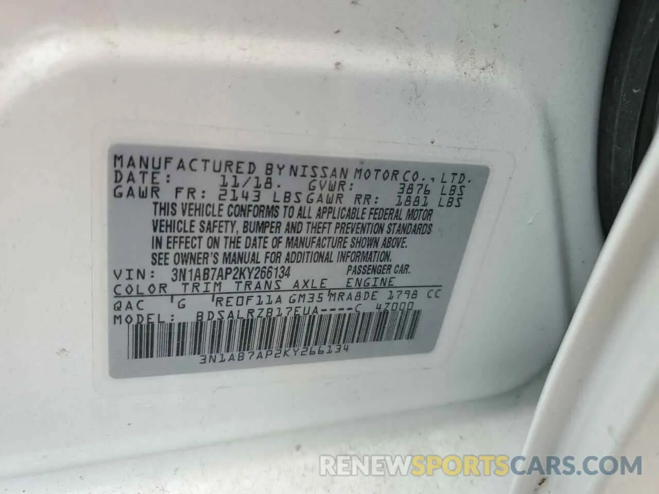 13 Photograph of a damaged car 3N1AB7AP2KY266134 NISSAN SENTRA 2019