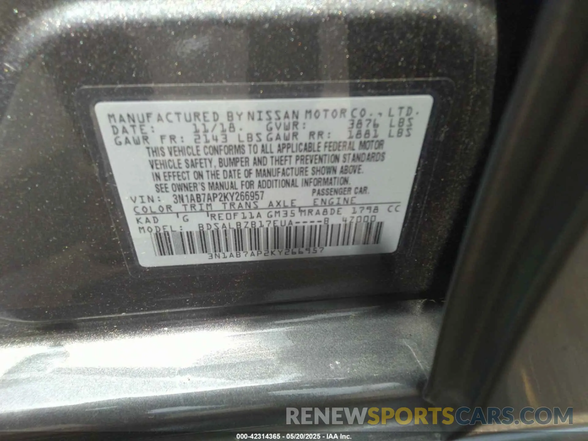 9 Photograph of a damaged car 3N1AB7AP2KY266957 NISSAN SENTRA 2019