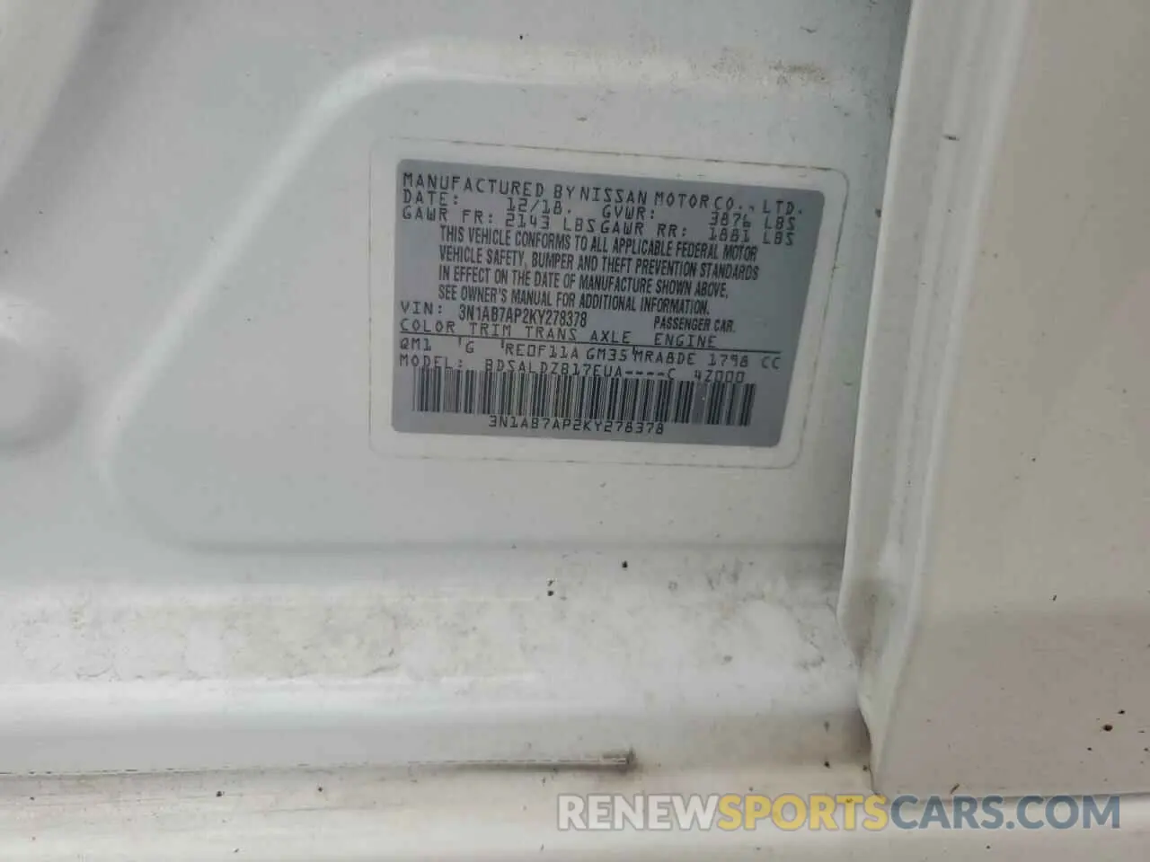 13 Photograph of a damaged car 3N1AB7AP2KY278378 NISSAN SENTRA 2019