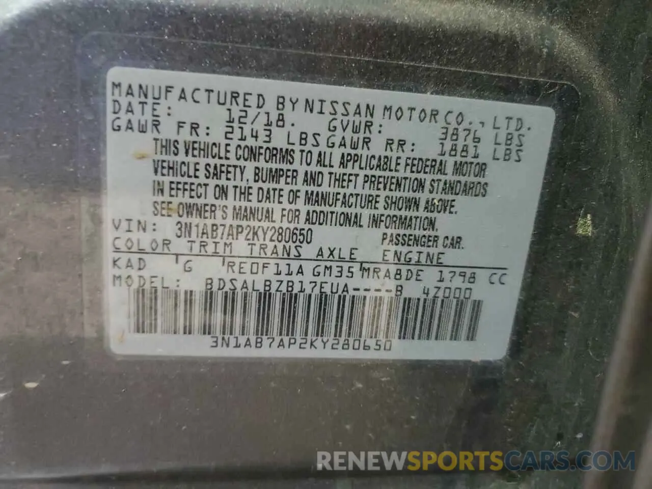 15 Photograph of a damaged car 3N1AB7AP2KY280650 NISSAN SENTRA 2019