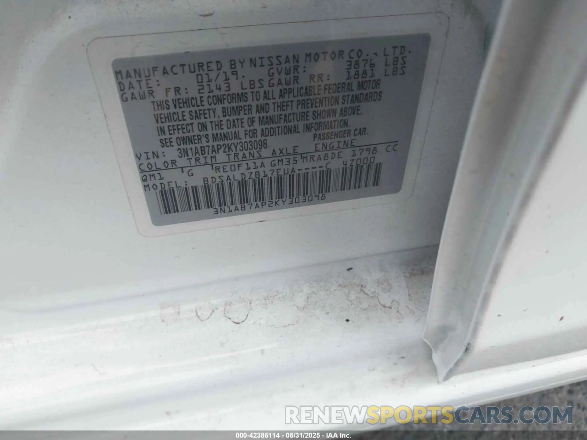 9 Photograph of a damaged car 3N1AB7AP2KY303098 NISSAN SENTRA 2019
