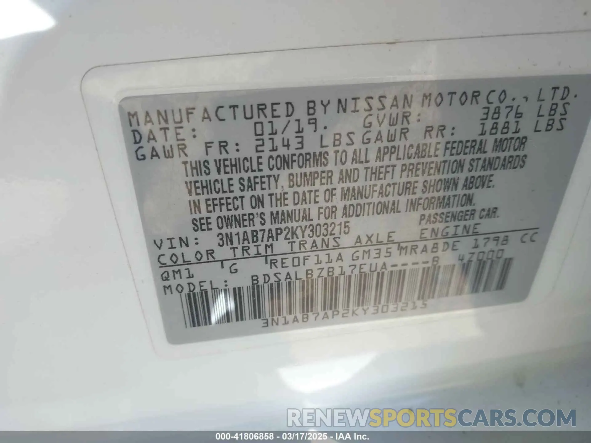9 Photograph of a damaged car 3N1AB7AP2KY303215 NISSAN SENTRA 2019