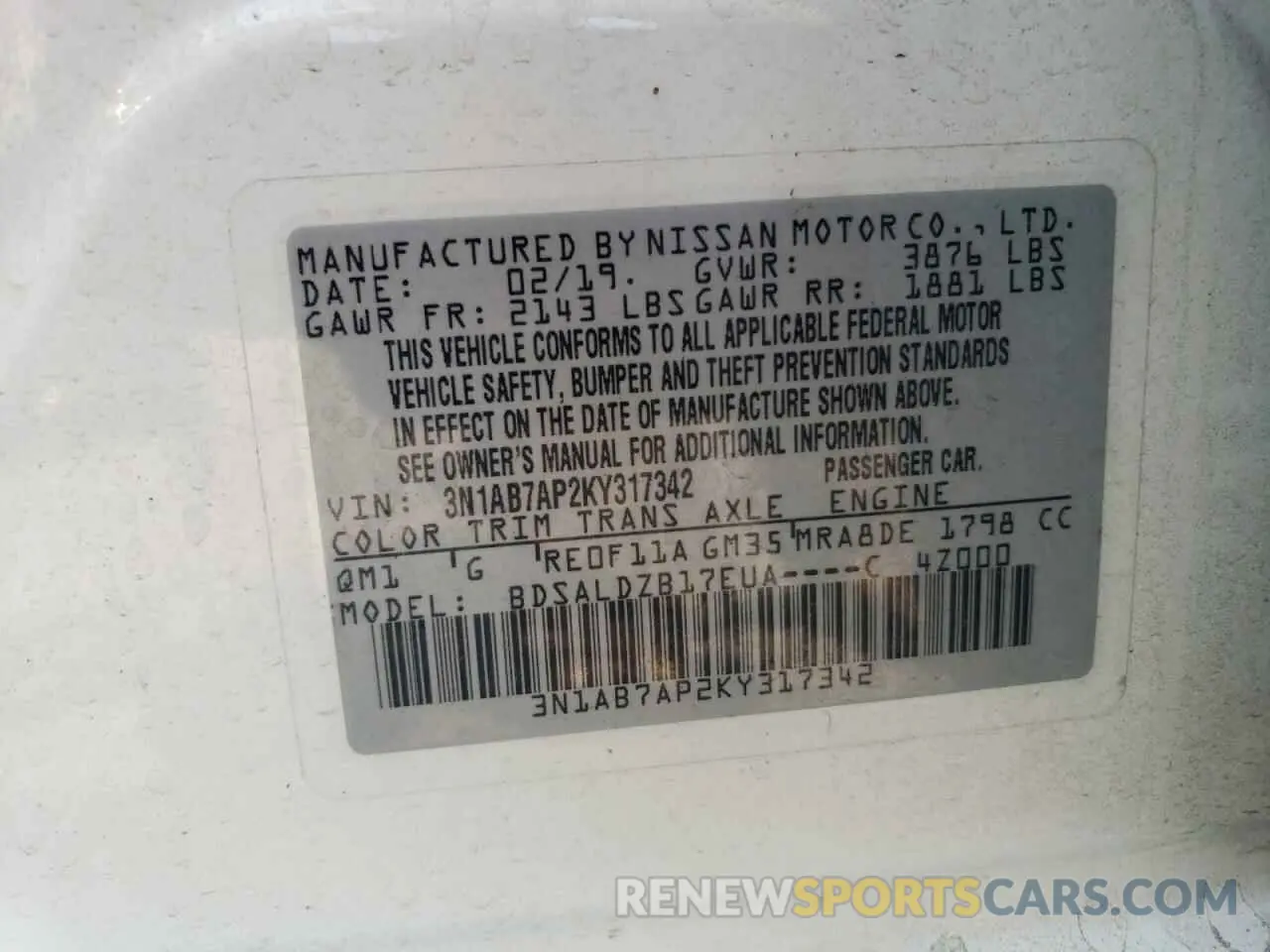12 Photograph of a damaged car 3N1AB7AP2KY317342 NISSAN SENTRA 2019