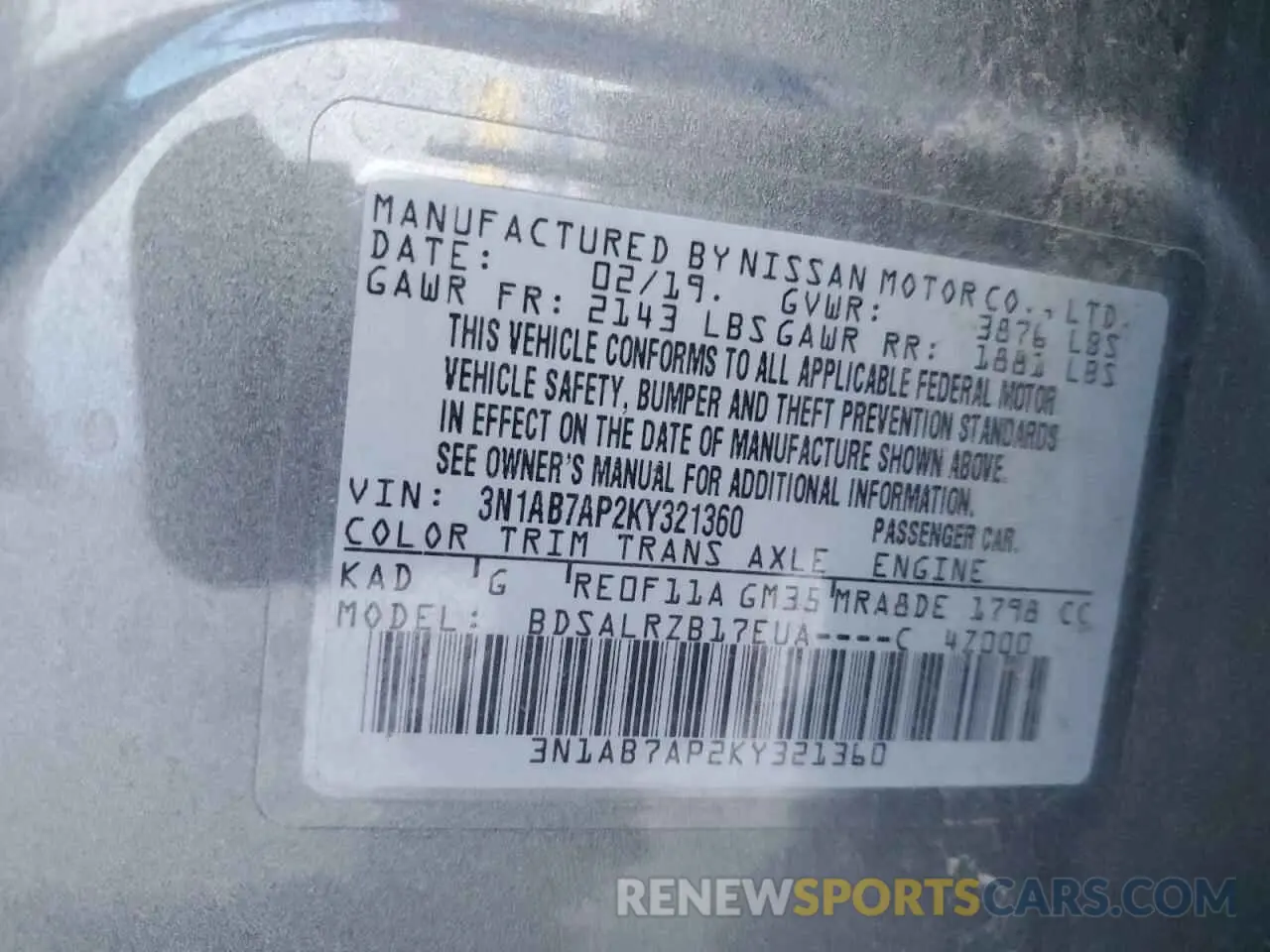 13 Photograph of a damaged car 3N1AB7AP2KY321360 NISSAN SENTRA 2019