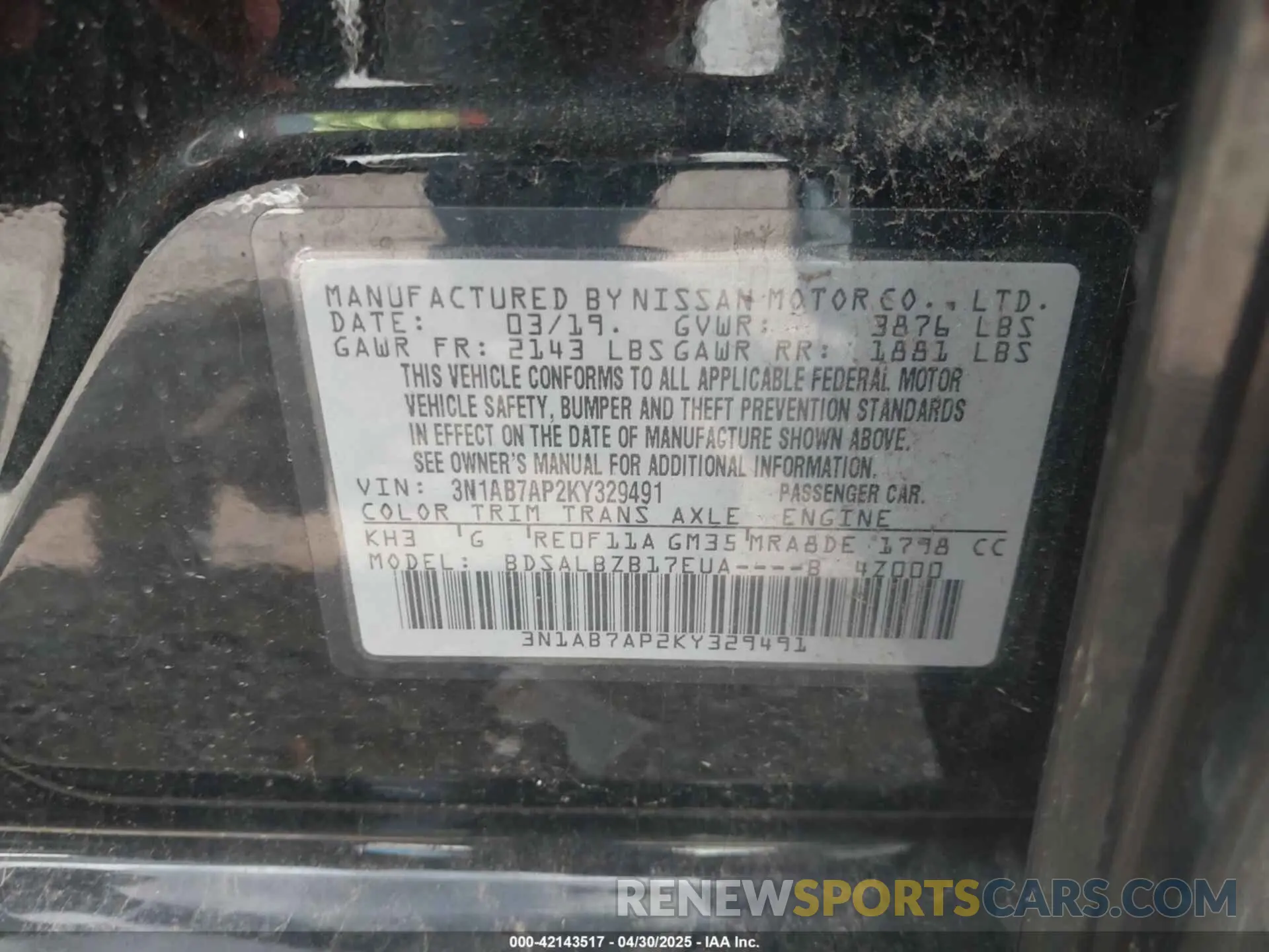 9 Photograph of a damaged car 3N1AB7AP2KY329491 NISSAN SENTRA 2019