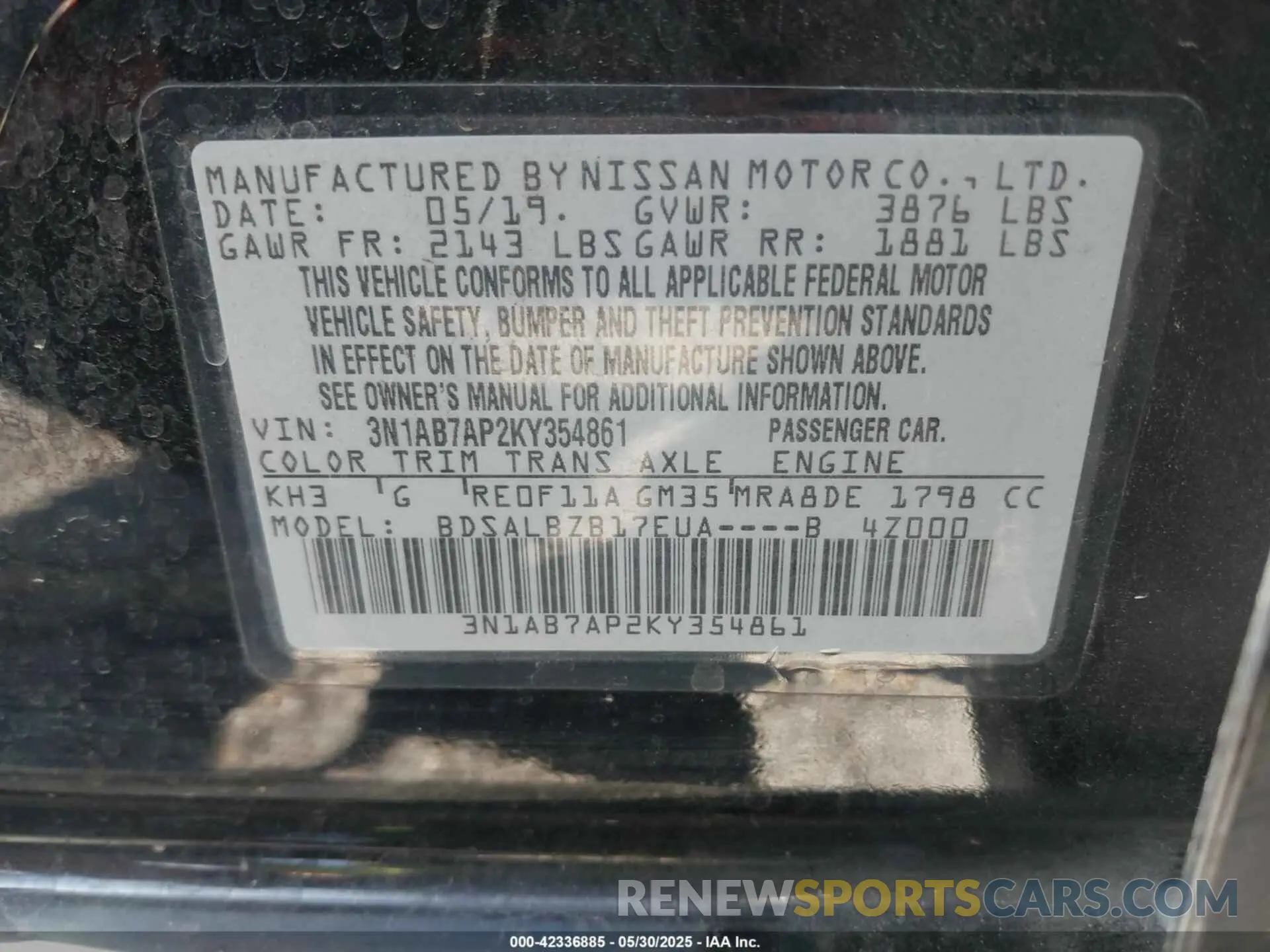 9 Photograph of a damaged car 3N1AB7AP2KY354861 NISSAN SENTRA 2019