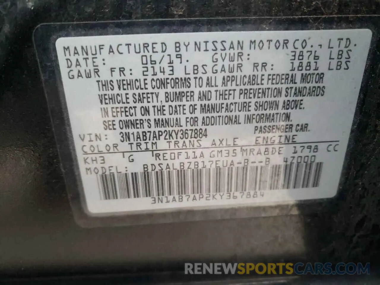 15 Photograph of a damaged car 3N1AB7AP2KY367884 NISSAN SENTRA 2019
