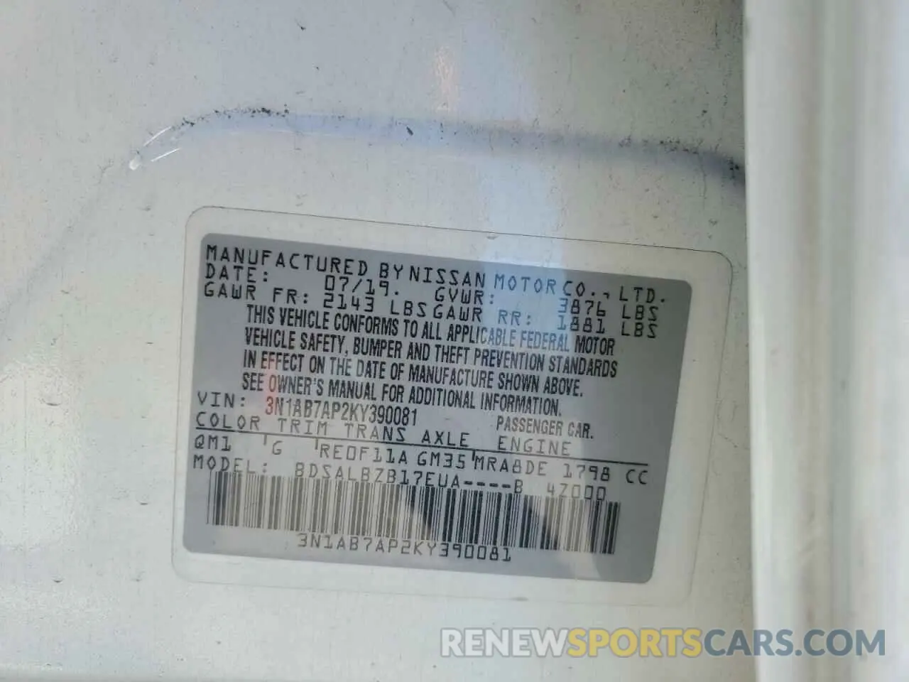 14 Photograph of a damaged car 3N1AB7AP2KY390081 NISSAN SENTRA 2019
