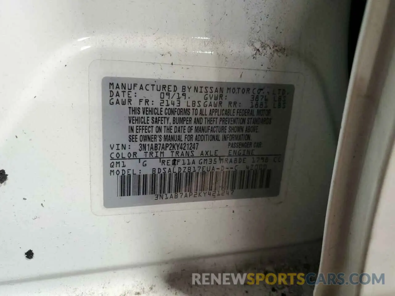 12 Photograph of a damaged car 3N1AB7AP2KY421247 NISSAN SENTRA 2019