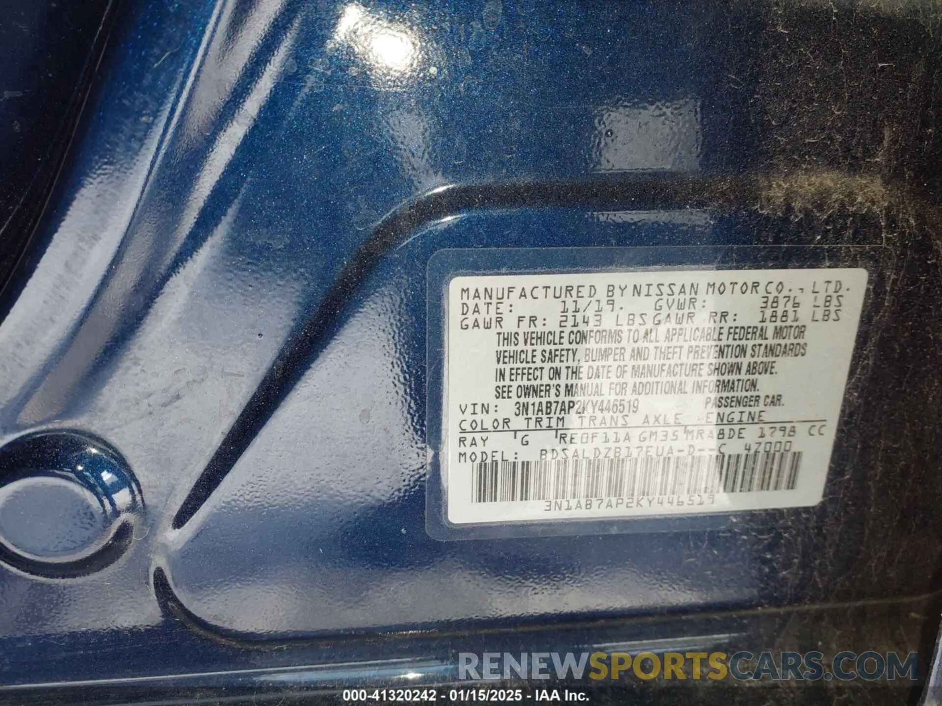 9 Photograph of a damaged car 3N1AB7AP2KY446519 NISSAN SENTRA 2019