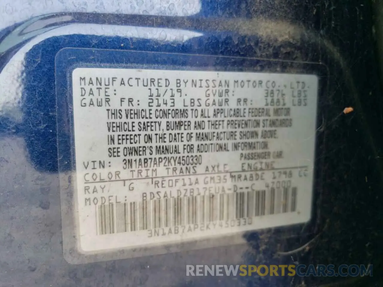14 Photograph of a damaged car 3N1AB7AP2KY450330 NISSAN SENTRA 2019