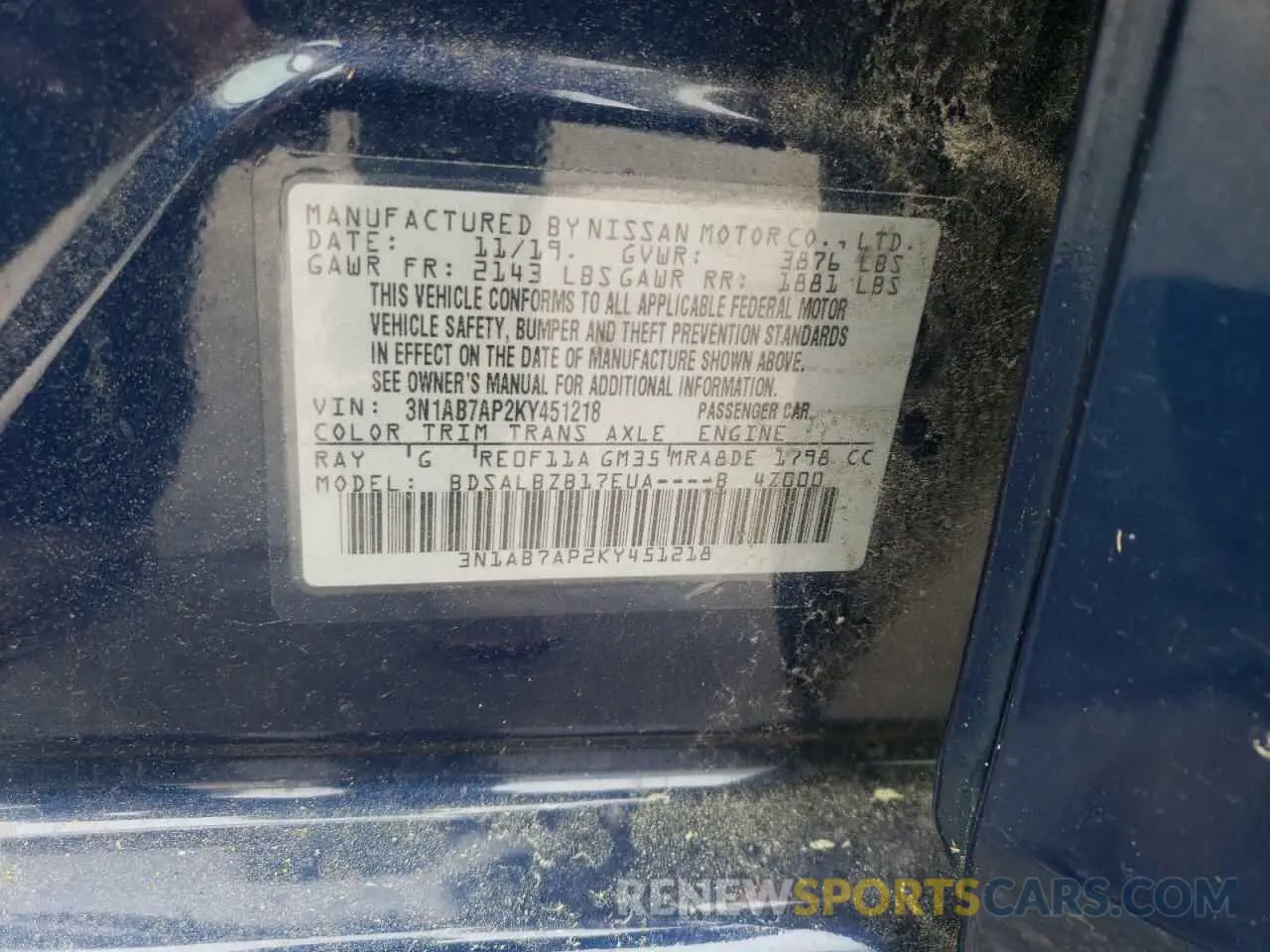 12 Photograph of a damaged car 3N1AB7AP2KY451218 NISSAN SENTRA 2019