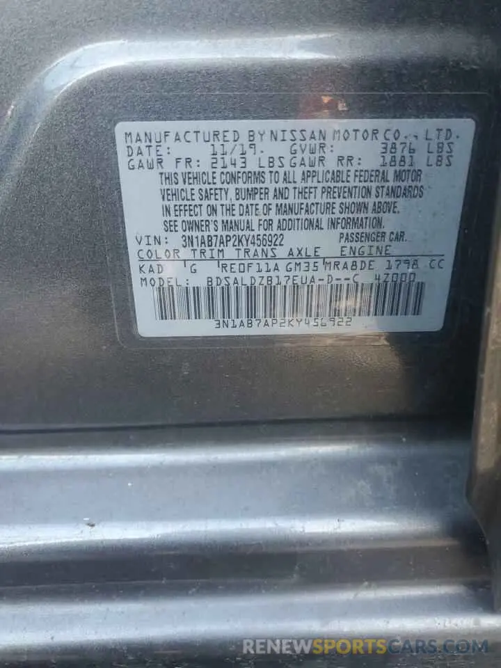 13 Photograph of a damaged car 3N1AB7AP2KY456922 NISSAN SENTRA 2019