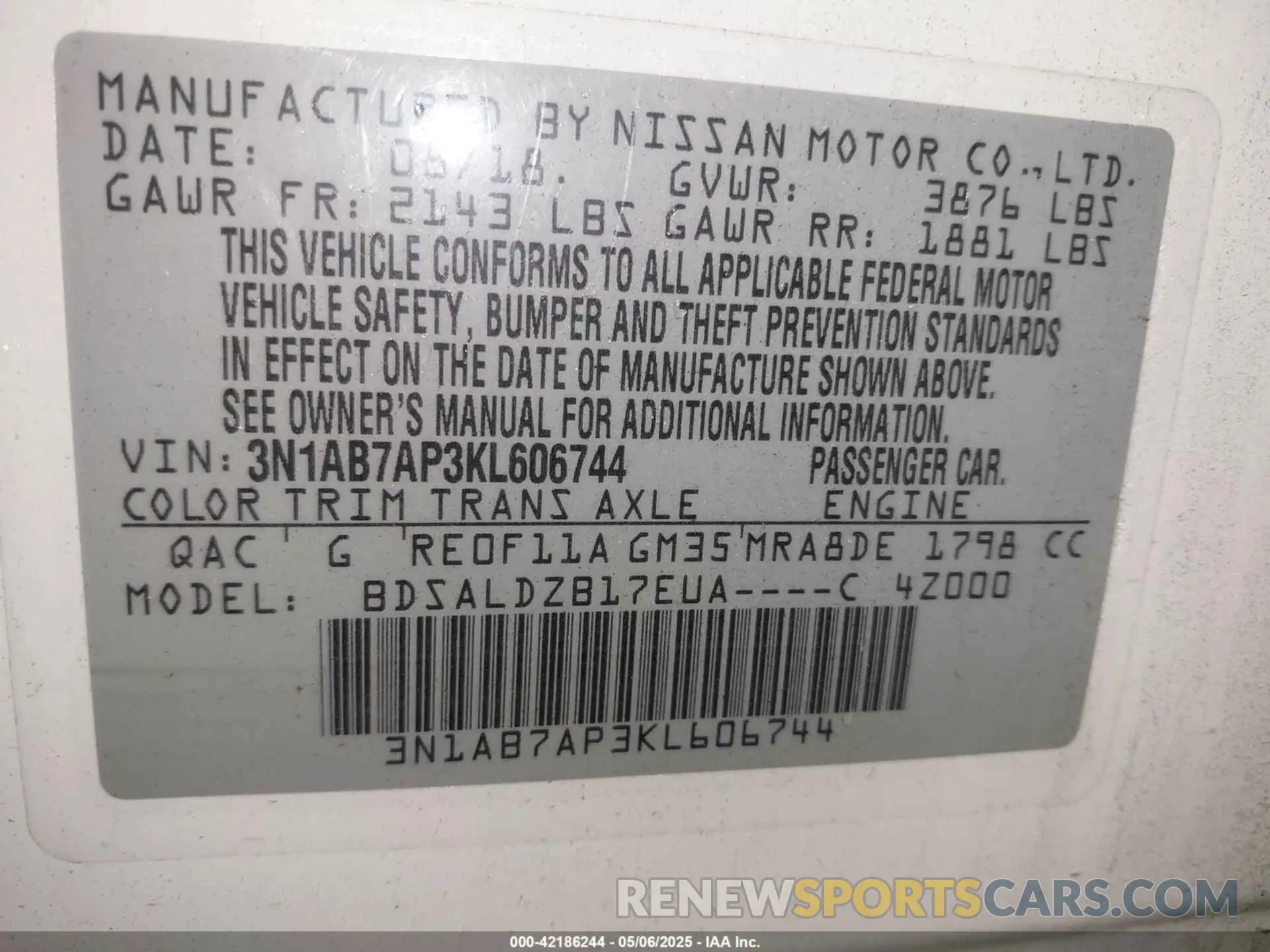 9 Photograph of a damaged car 3N1AB7AP3KL606744 NISSAN SENTRA 2019