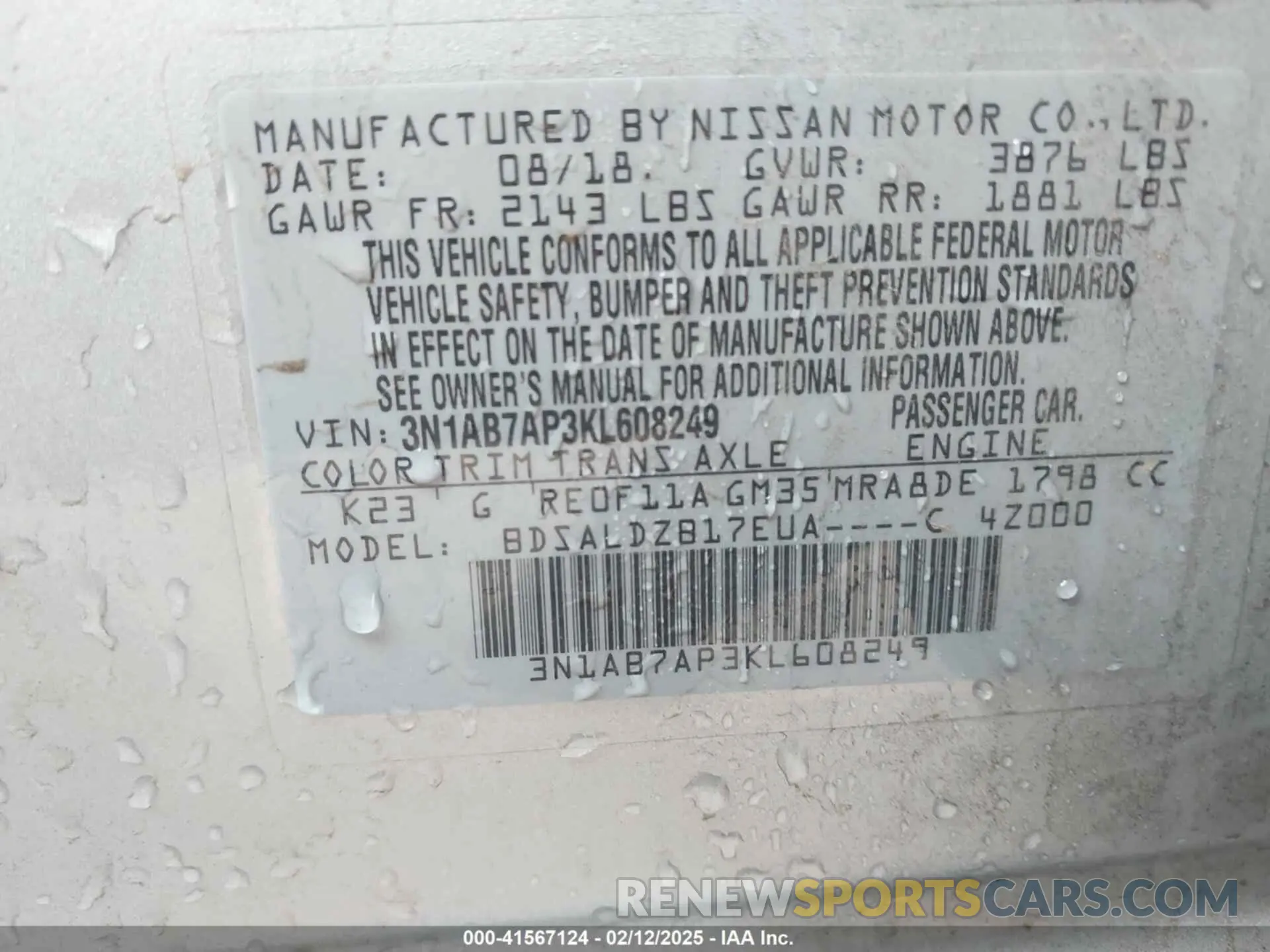 9 Photograph of a damaged car 3N1AB7AP3KL608249 NISSAN SENTRA 2019