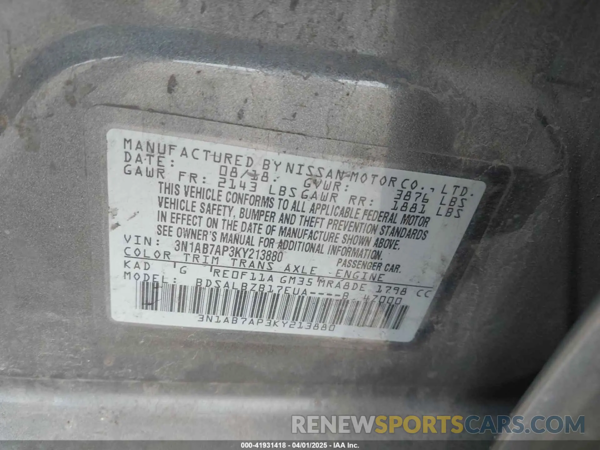9 Photograph of a damaged car 3N1AB7AP3KY213880 NISSAN SENTRA 2019