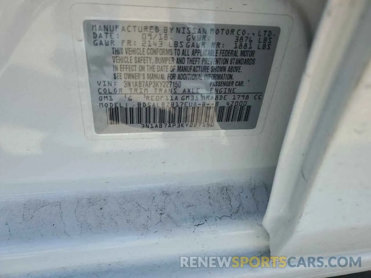 12 Photograph of a damaged car 3N1AB7AP3KY227150 NISSAN SENTRA 2019