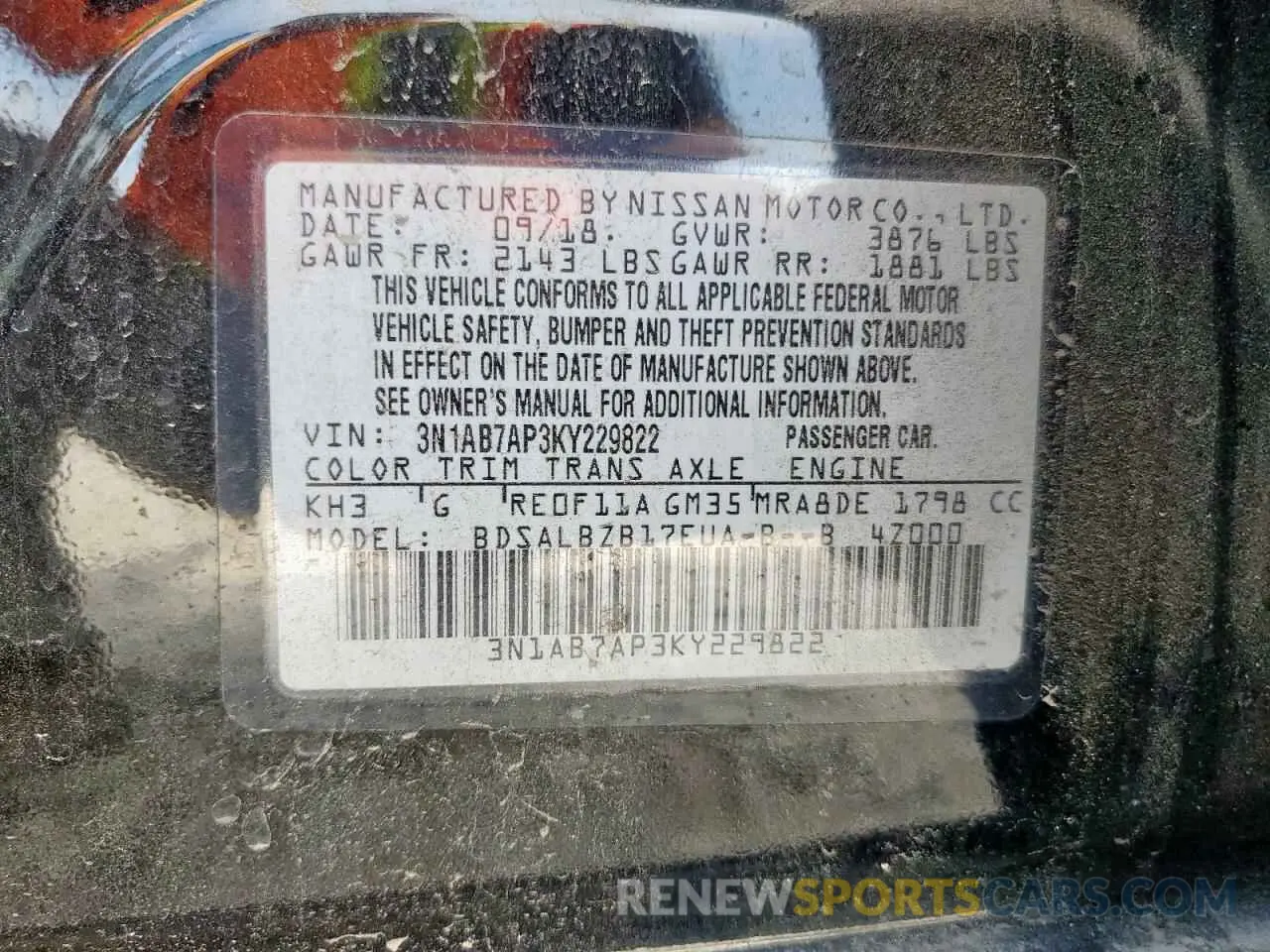 12 Photograph of a damaged car 3N1AB7AP3KY229822 NISSAN SENTRA 2019