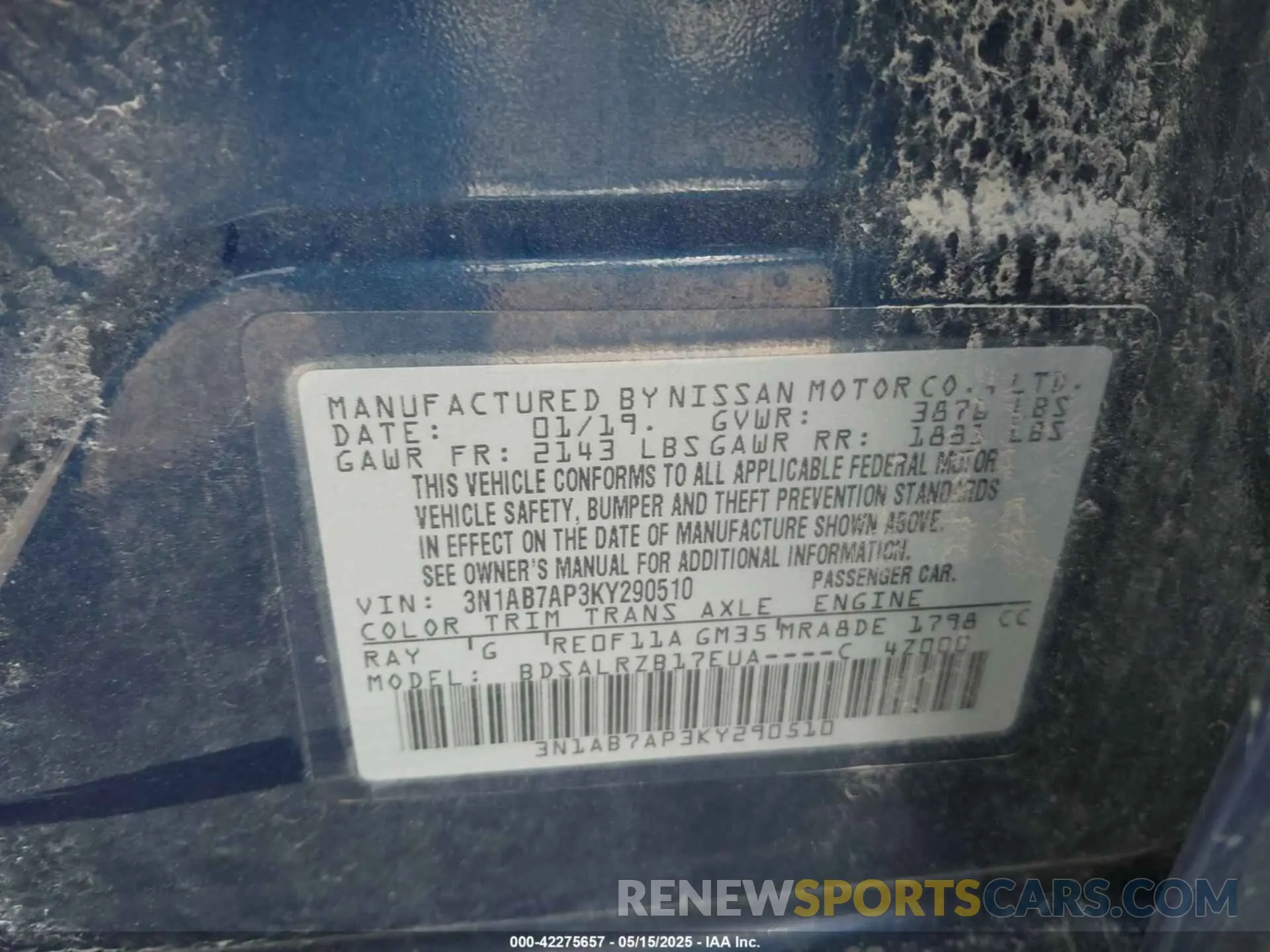 9 Photograph of a damaged car 3N1AB7AP3KY290510 NISSAN SENTRA 2019