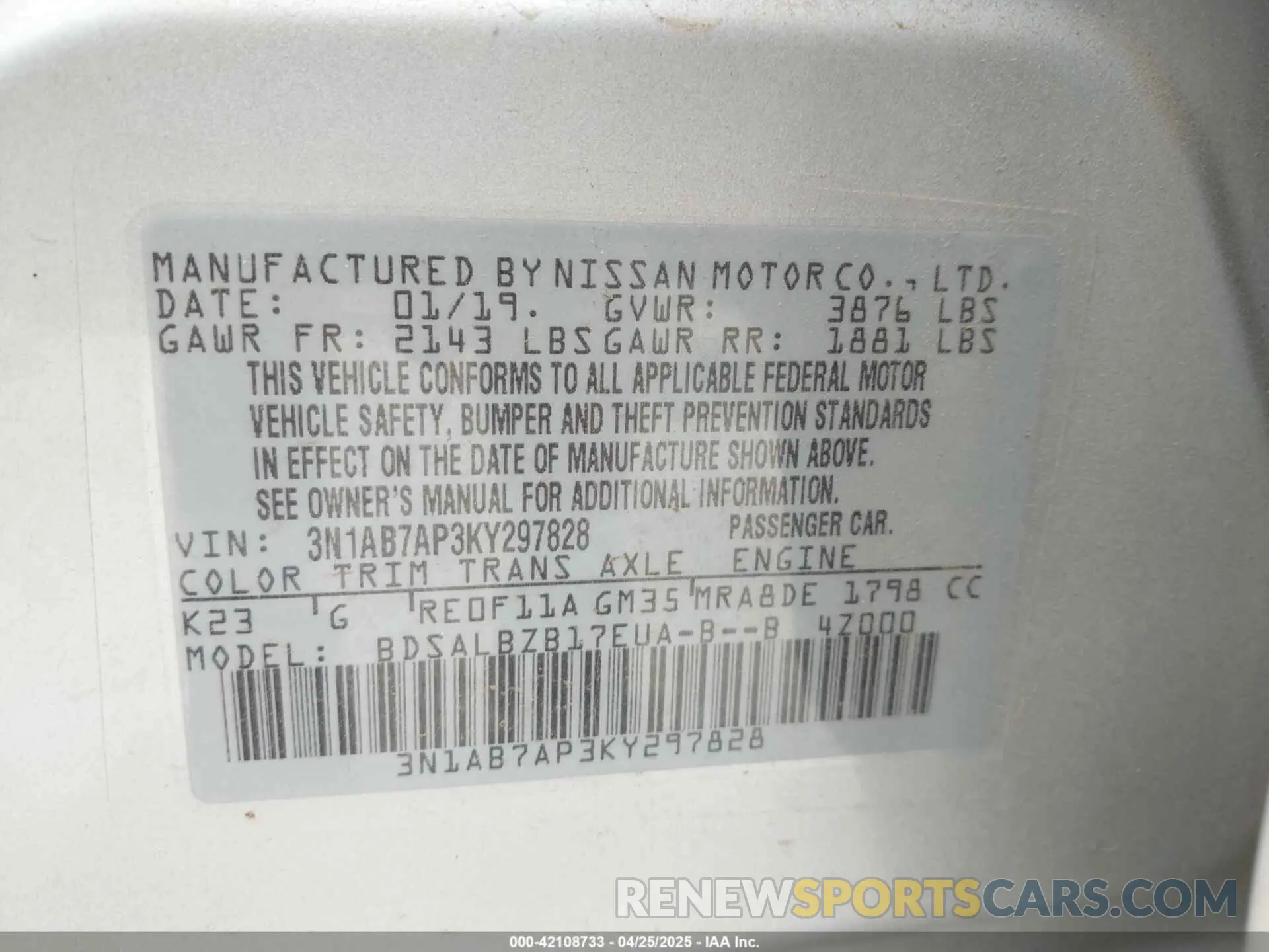 9 Photograph of a damaged car 3N1AB7AP3KY297828 NISSAN SENTRA 2019