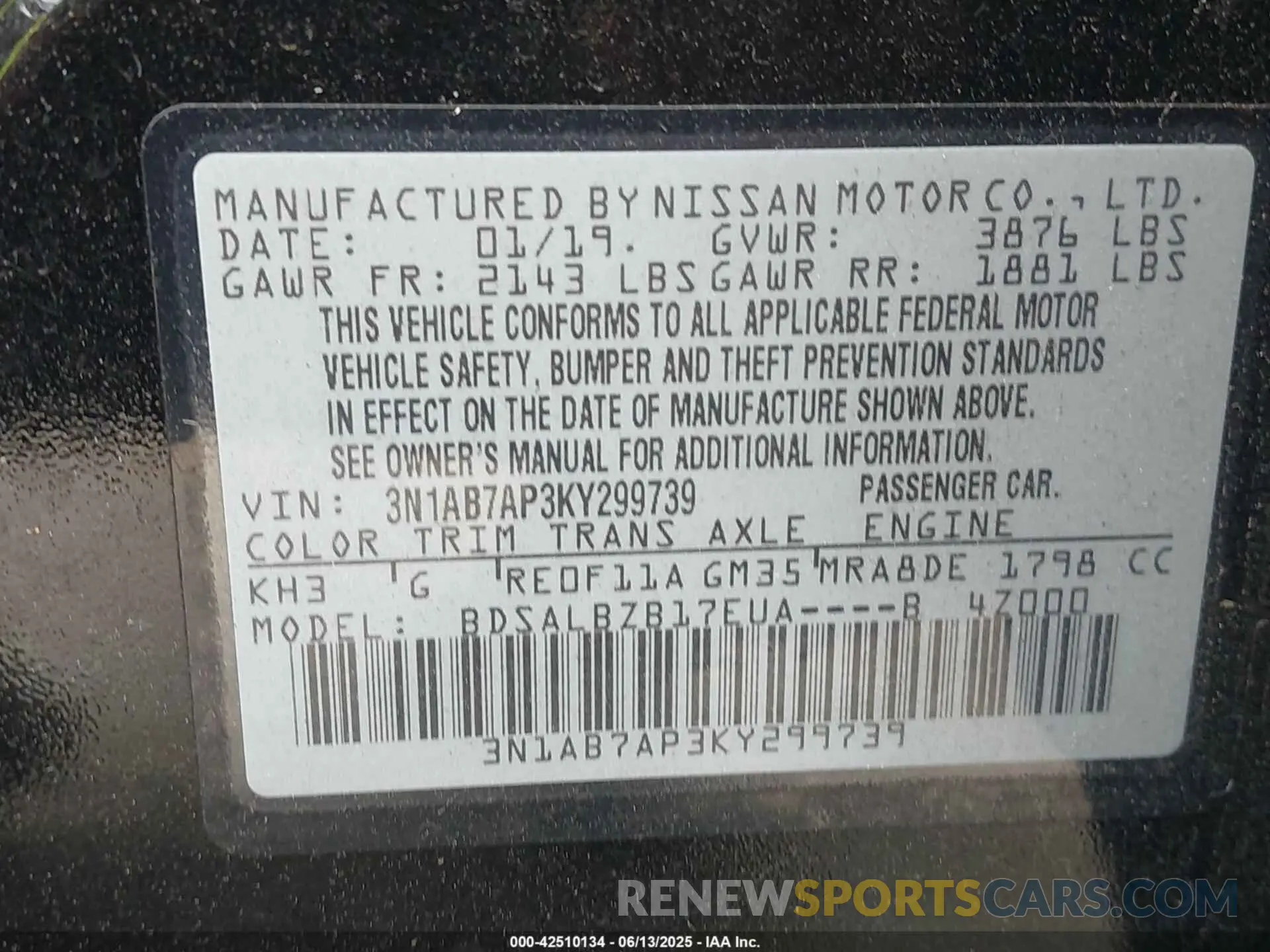 9 Photograph of a damaged car 3N1AB7AP3KY299739 NISSAN SENTRA 2019