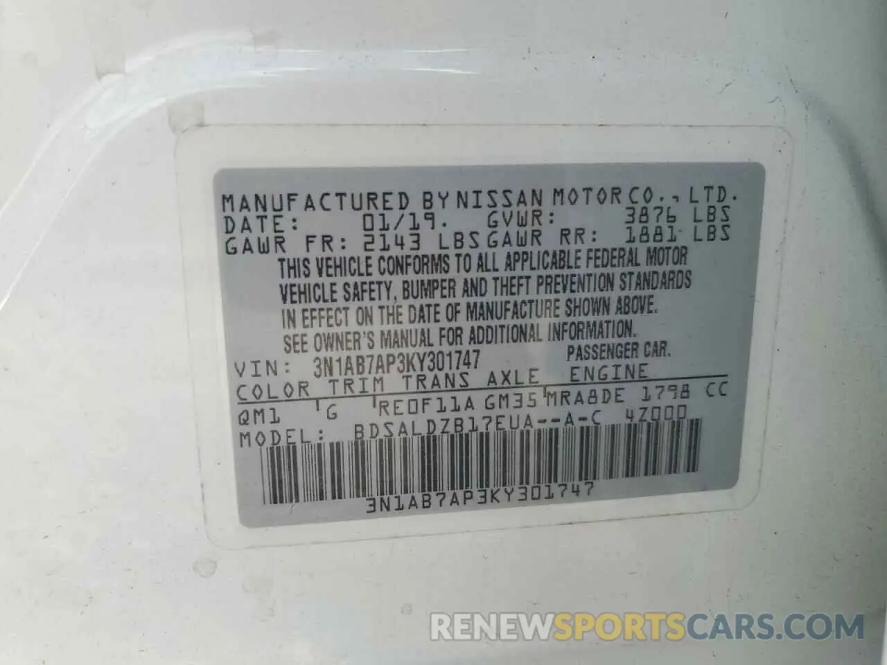 15 Photograph of a damaged car 3N1AB7AP3KY301747 NISSAN SENTRA 2019