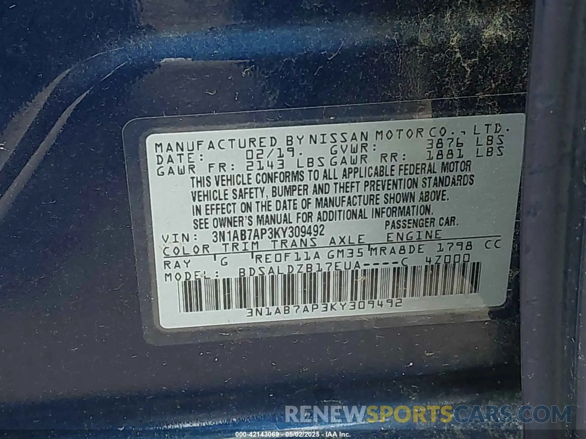 9 Photograph of a damaged car 3N1AB7AP3KY309492 NISSAN SENTRA 2019