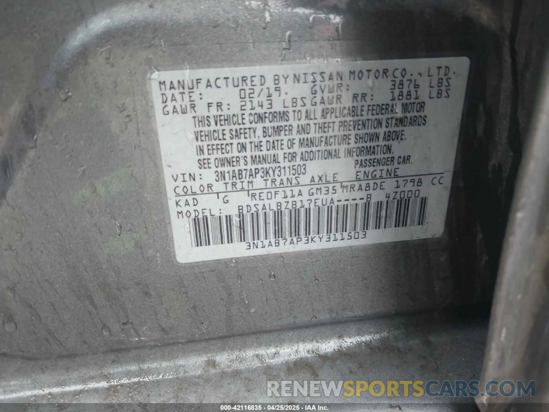9 Photograph of a damaged car 3N1AB7AP3KY311503 NISSAN SENTRA 2019