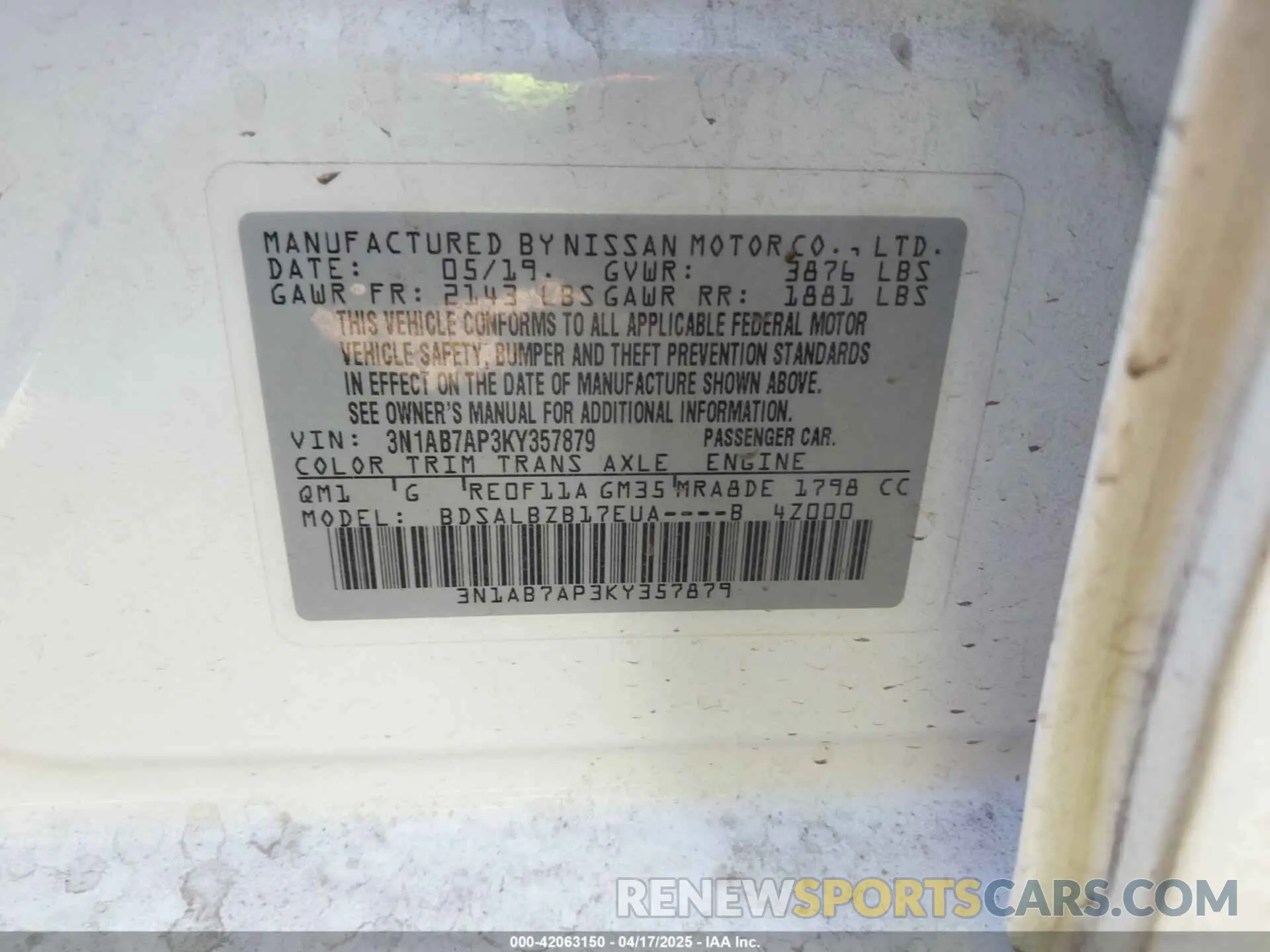 9 Photograph of a damaged car 3N1AB7AP3KY357879 NISSAN SENTRA 2019