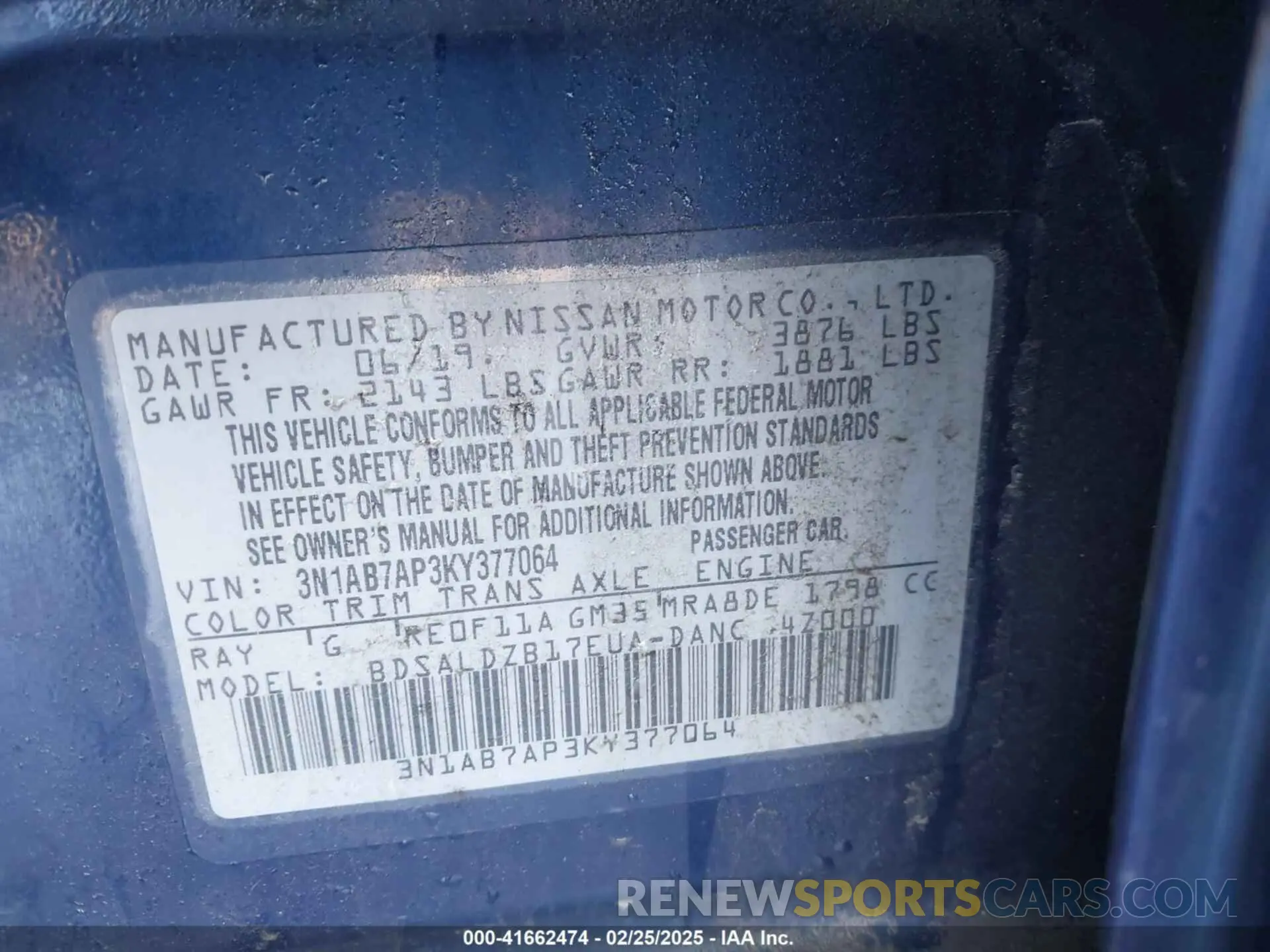 9 Photograph of a damaged car 3N1AB7AP3KY377064 NISSAN SENTRA 2019