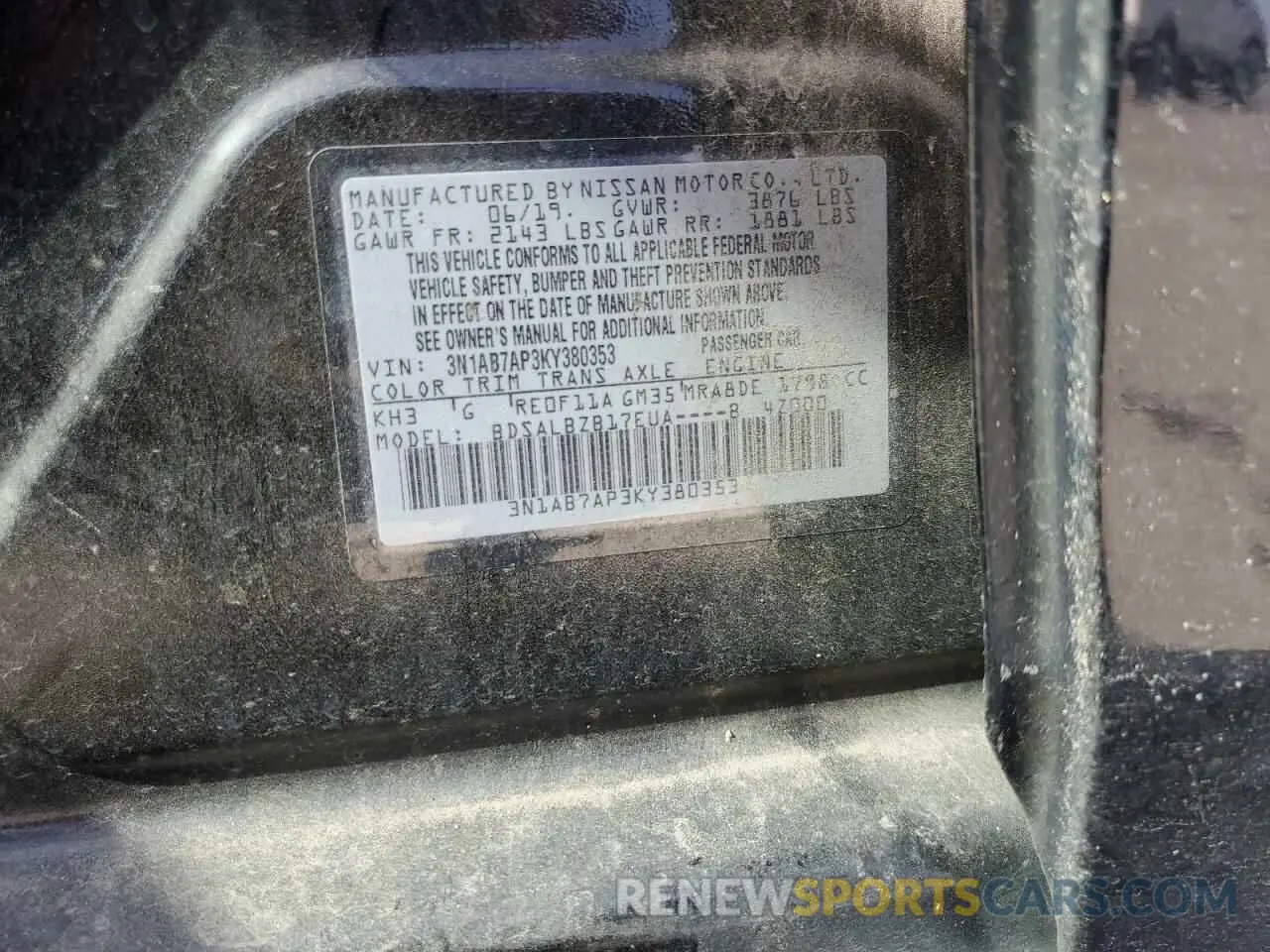 13 Photograph of a damaged car 3N1AB7AP3KY380353 NISSAN SENTRA 2019