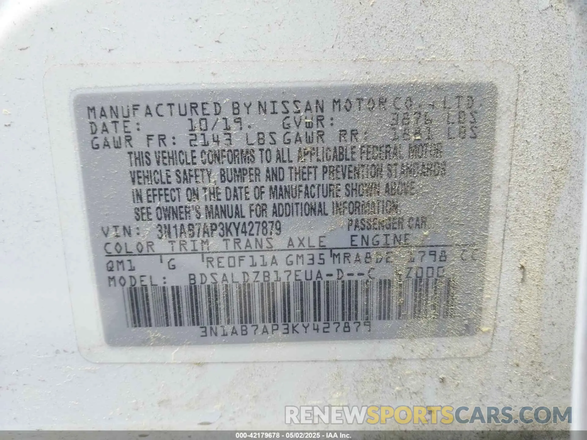 9 Photograph of a damaged car 3N1AB7AP3KY427879 NISSAN SENTRA 2019
