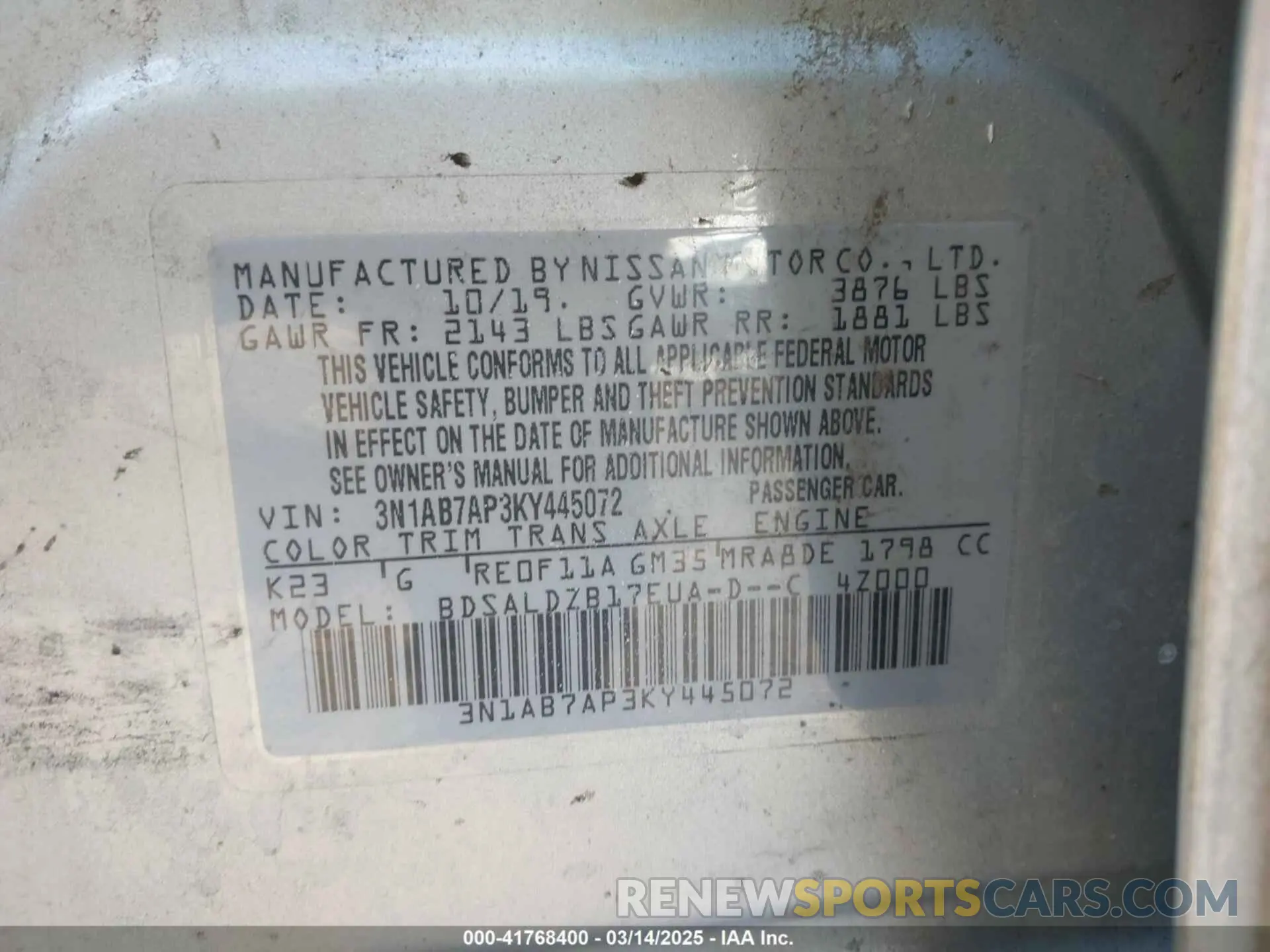 9 Photograph of a damaged car 3N1AB7AP3KY445072 NISSAN SENTRA 2019