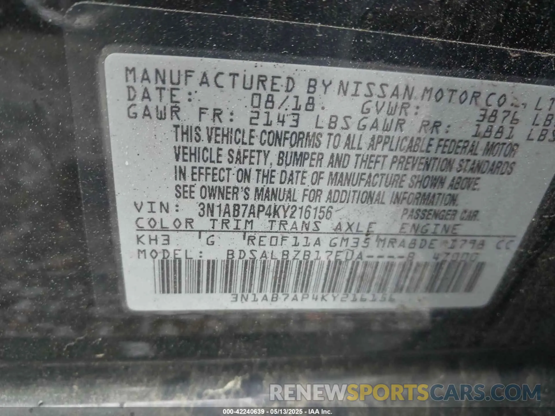 9 Photograph of a damaged car 3N1AB7AP4KY216156 NISSAN SENTRA 2019