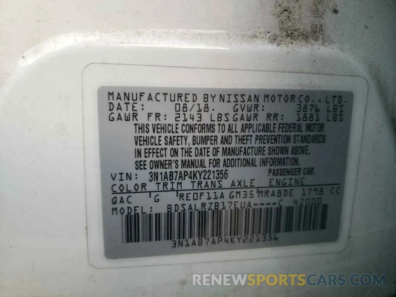 13 Photograph of a damaged car 3N1AB7AP4KY221356 NISSAN SENTRA 2019