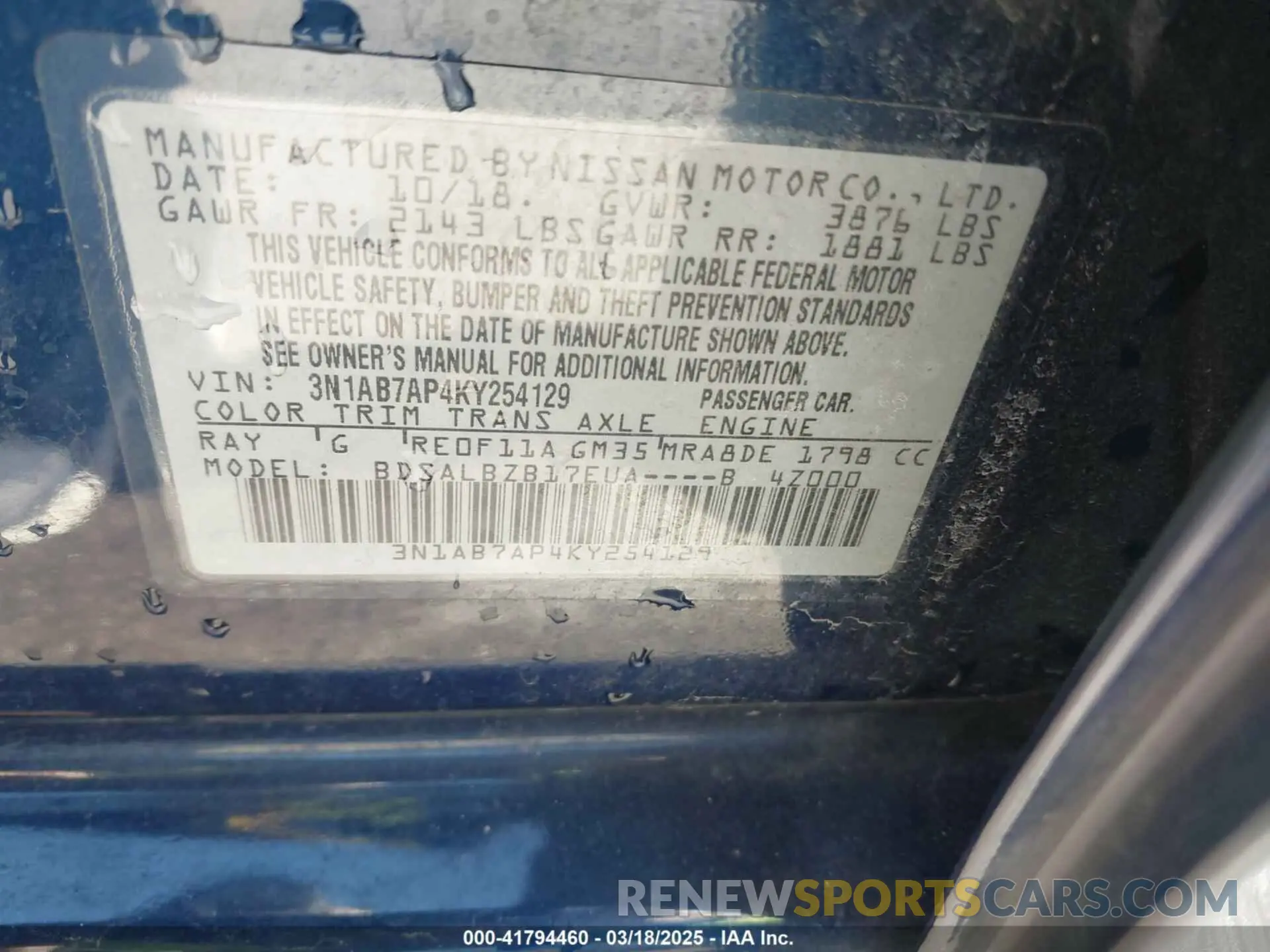 9 Photograph of a damaged car 3N1AB7AP4KY254129 NISSAN SENTRA 2019