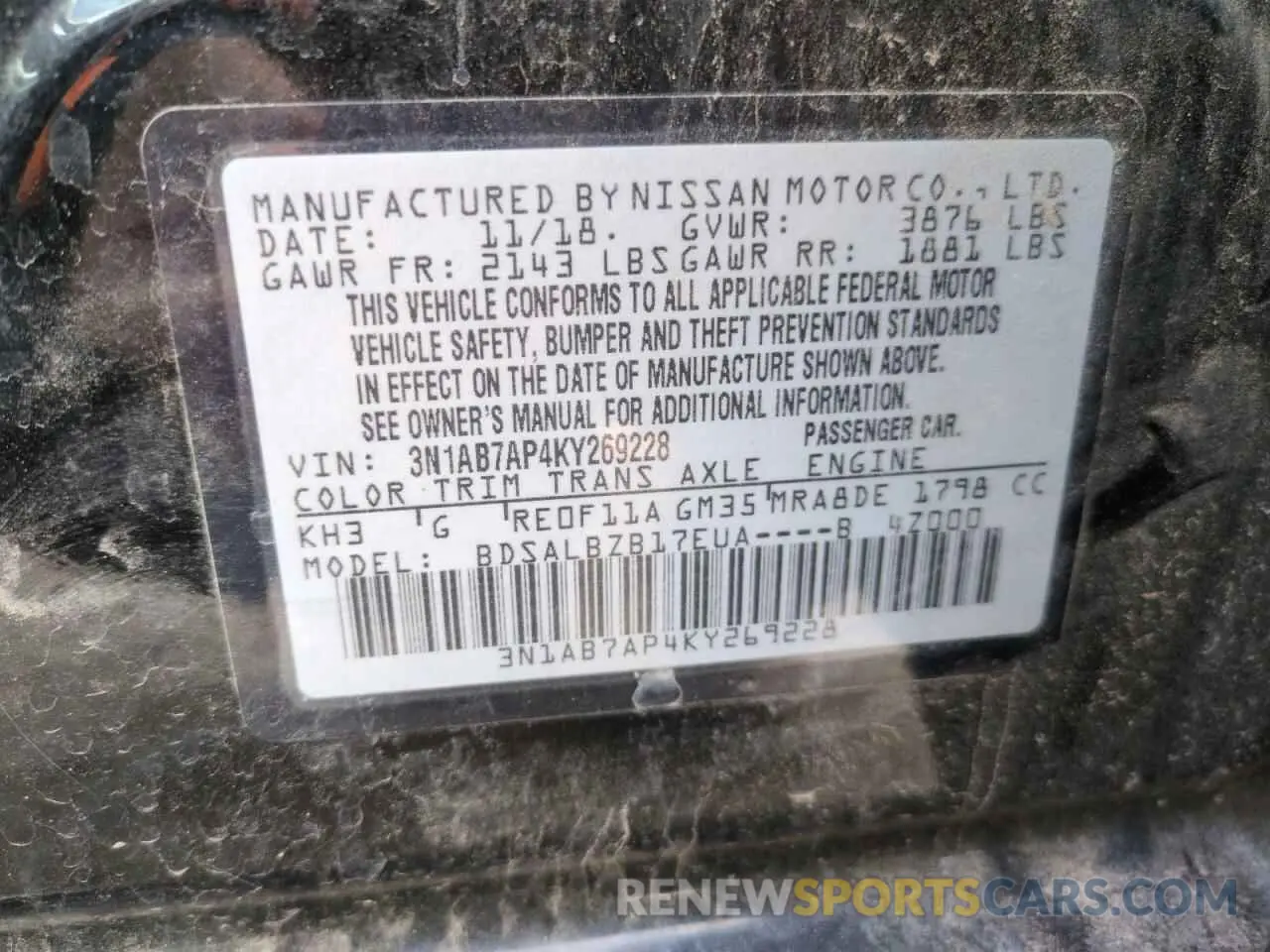 12 Photograph of a damaged car 3N1AB7AP4KY269228 NISSAN SENTRA 2019