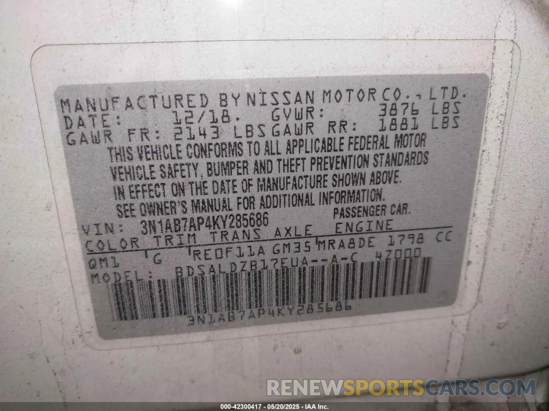 9 Photograph of a damaged car 3N1AB7AP4KY285686 NISSAN SENTRA 2019