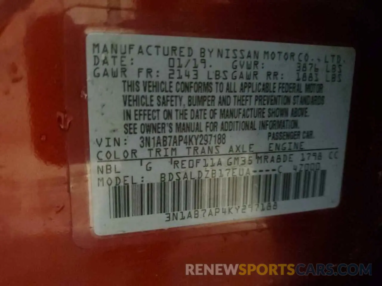 12 Photograph of a damaged car 3N1AB7AP4KY297188 NISSAN SENTRA 2019