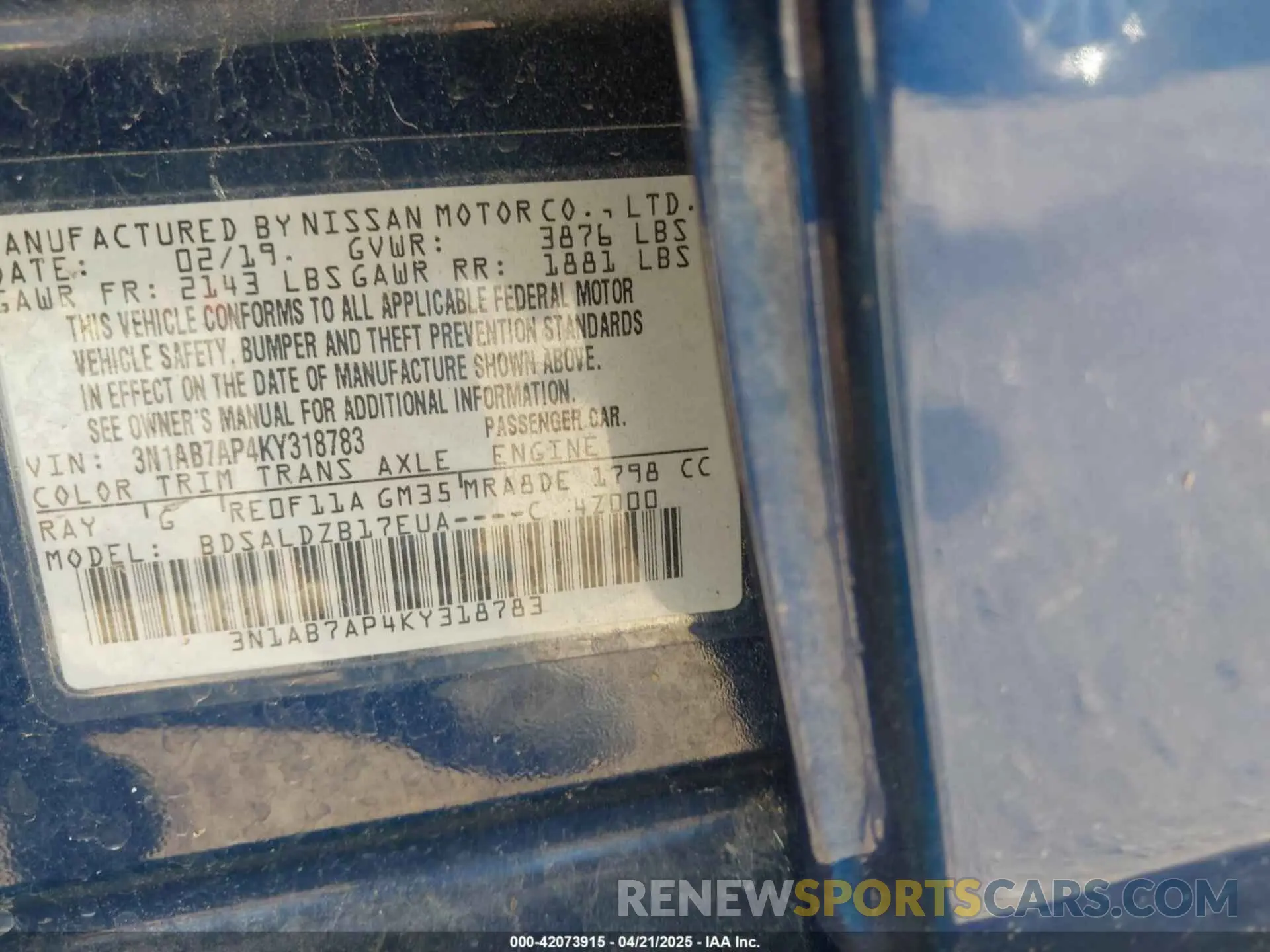 9 Photograph of a damaged car 3N1AB7AP4KY318783 NISSAN SENTRA 2019