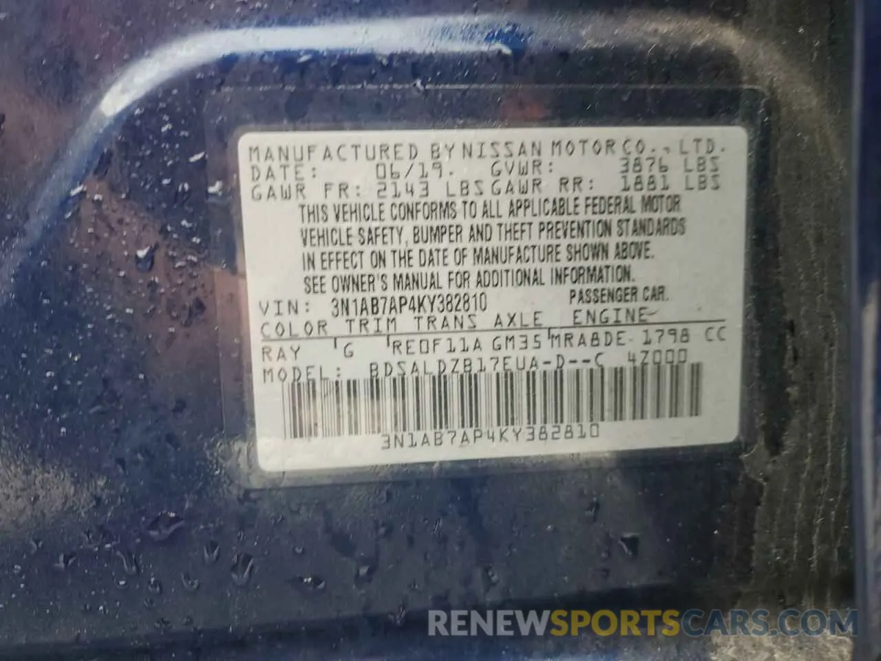 13 Photograph of a damaged car 3N1AB7AP4KY382810 NISSAN SENTRA 2019