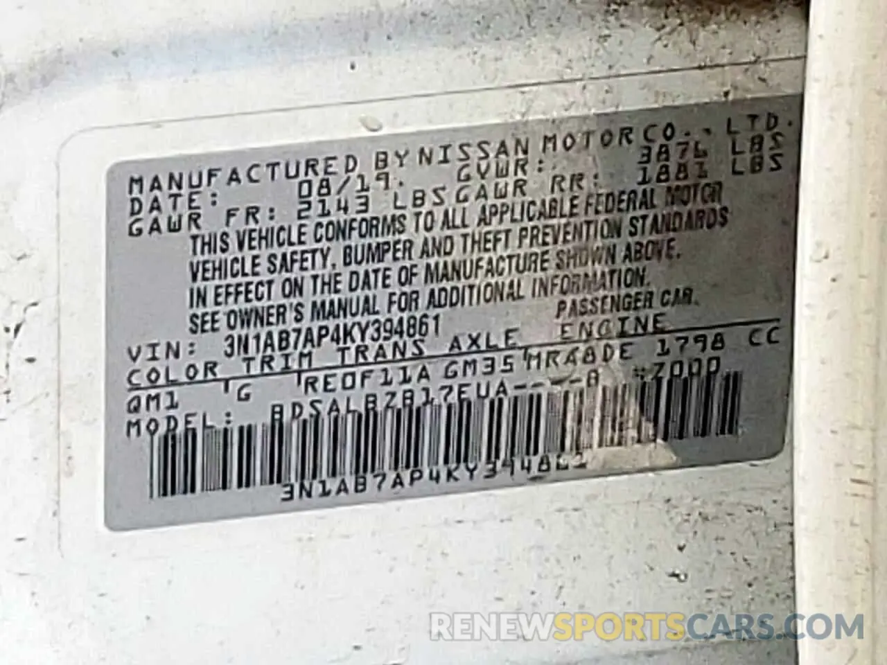 13 Photograph of a damaged car 3N1AB7AP4KY394861 NISSAN SENTRA 2019