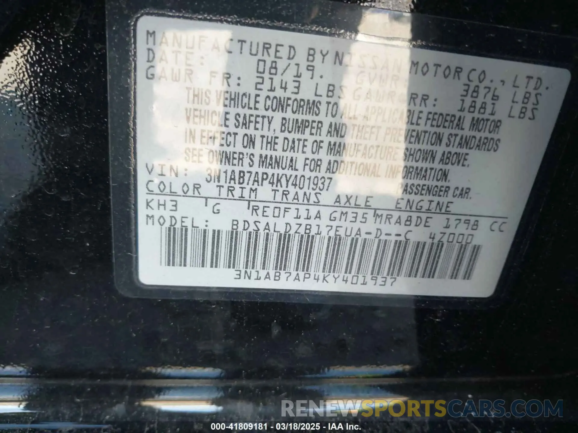 9 Photograph of a damaged car 3N1AB7AP4KY401937 NISSAN SENTRA 2019
