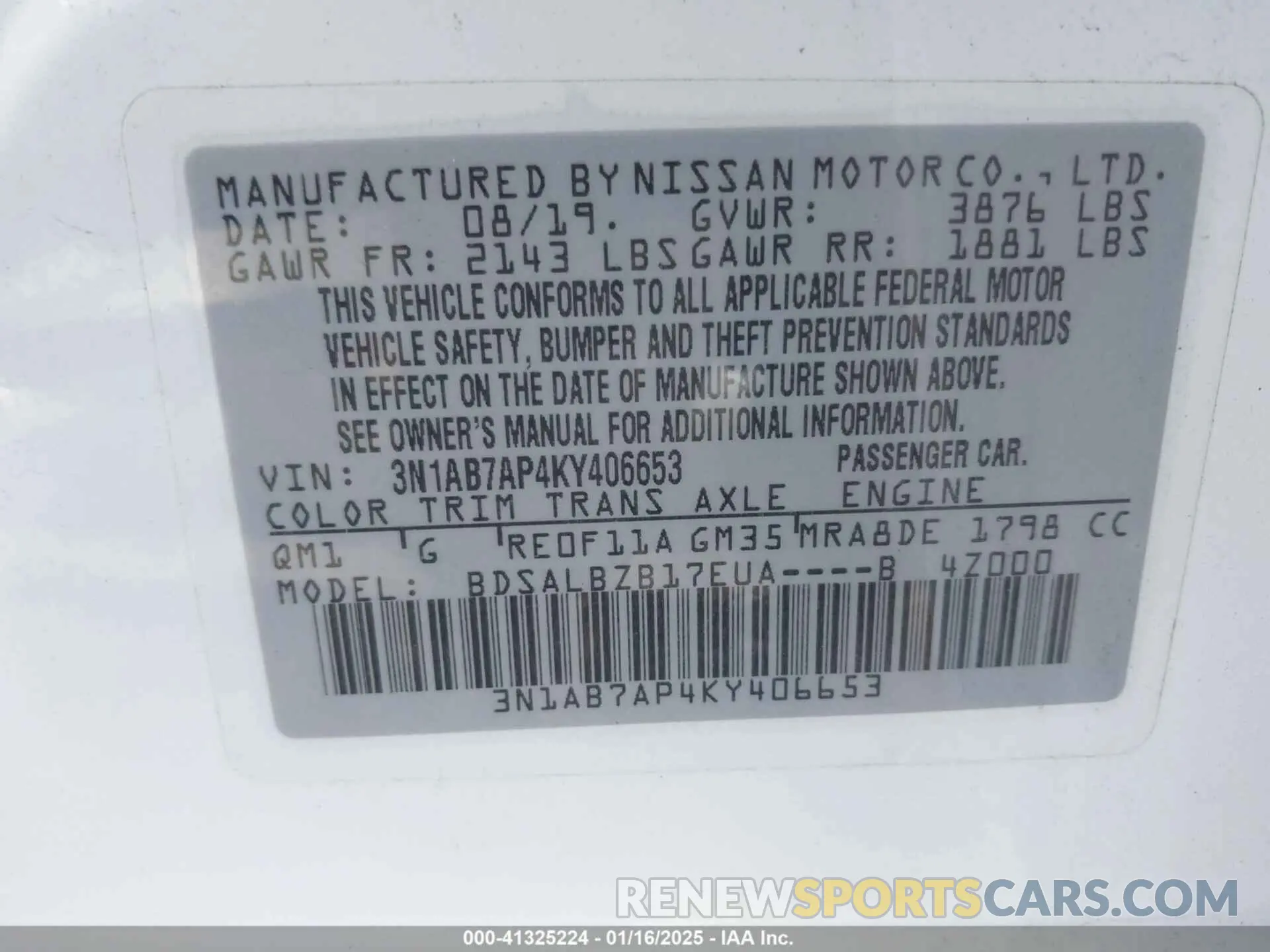 9 Photograph of a damaged car 3N1AB7AP4KY406653 NISSAN SENTRA 2019
