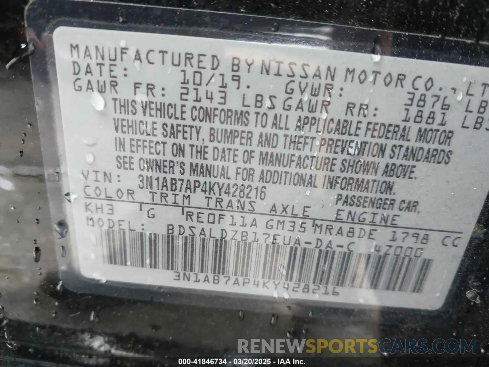 9 Photograph of a damaged car 3N1AB7AP4KY428216 NISSAN SENTRA 2019